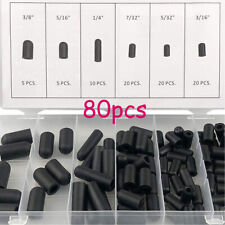 5/32" to 3/8" Rubber Vacuum Cap Assortment Kit 6 Sizes Set Black 80Pcs UK