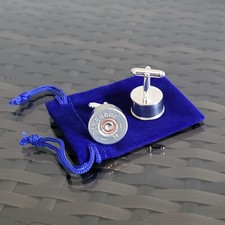 Shotgun Cartridge Cufflinks Clay Shooting Gamebore Nickel 20g BNIB