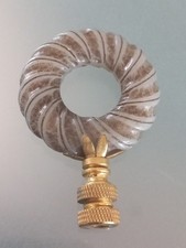 Vintage 3" Glass & Brass Wreath or Twisted Rope Lamp Topper Finial.
