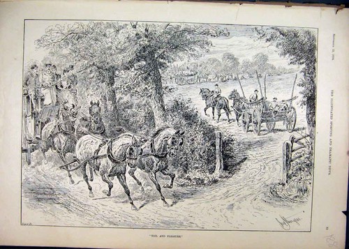 Original old antique print - old,