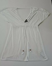 Ladies Top Primark Size XS Sleeveless Low Cut Neck White With Pattern 5502