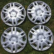 Set 4 Wheel Trims Plastic 15 inch Trim Silver 15” Wire Clip System 5 Chrome Nuts