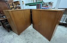 2 Mid Century Scandinavian Teak Filing Cabinets / Cupboards With Tambour Doors