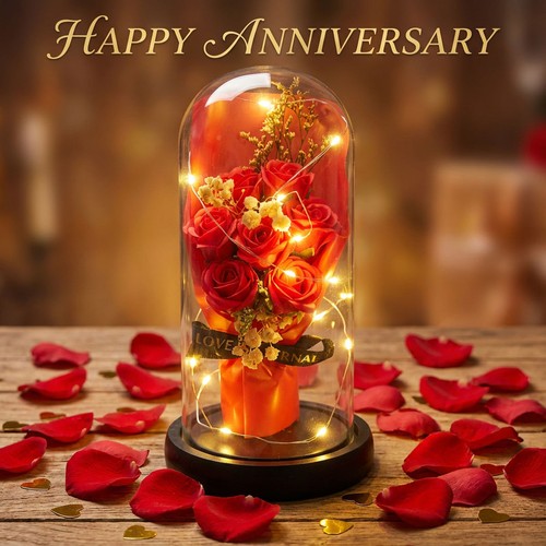 Forever rose flower glass dome - forever,