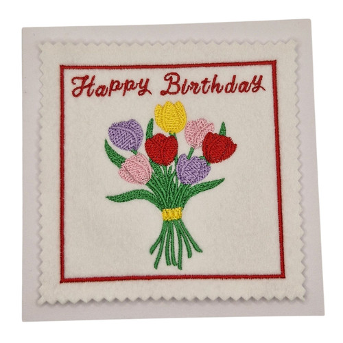Embroidered birthday tulip - birthday,