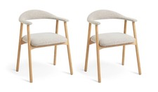 Habitat Lex Pair of Fabric Dining Chairs - Natural