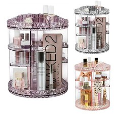 360 Degree Acrylic Cosmetic Makeup Organizer Storage Box Shelf Rotating Display