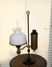 Antique Style Adjustable Portable Student Scholar Oil Desk Lamp + Glass Shade