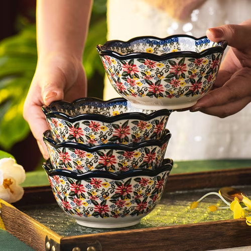 Vintage blue porcelain cereal - vintage,