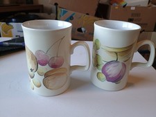 2 Vintage Ashdale Pottery Mug Apple Pear Cherry Peach Fruit