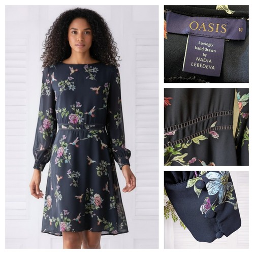 Oasis black floral bird print - oasis,