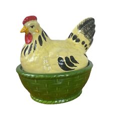 Ceramic Egg Basket with Hood Chicken and Hen Hand Painted by Zellerkeramik 90s
