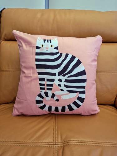 Pink cushion cover with black - pink,