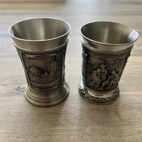 Vintage pewter cup wolf - x2,