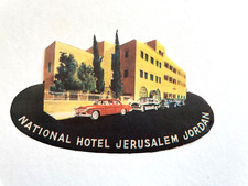 Vintage Travel Luggage Label for "National Hotel" Jerusalem, Jordan   *