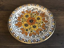 CERAMICA OLYMPIA S.A. HANDMADE PLATE IN 24 CARAT GOLD IBISCUS CERAMICS RHODES 