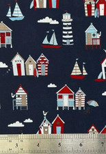 BEACH HUTS Polycotton Fabric