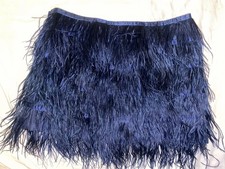 TOPSHOP Vintage Navy Blue Satin Feather Flutter Short Mini Skirt Lined UK 12 40