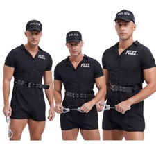 Men Romper Cops Bodysuit Theme