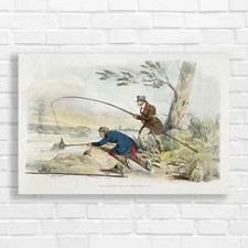 19th Century Fishing Adventure Original Canvas Print Large Picture Wall Art