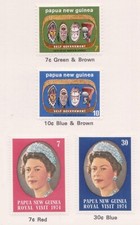 (F281-29) 1973-4 PNG 2set of 4stamps self government & royal visit 7c to30c (AD)