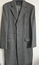 Vintage Wool Crombie Coat Dark Grey Overcoat Winter Smart Classic Size L