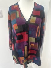 Peruvian Connection Alpaca Multi Colour Patchwork Square Button Cardigan Size M
