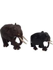 Set of Two Wooden Elephant