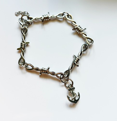 Barbed wire silver anchor - barbed,