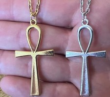 Silver gold egyptian ankh - or,