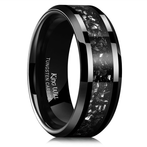 Mens meteorite rings tungsten - rings,
