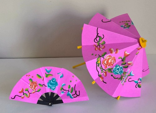 Small asian paper fan with - small,