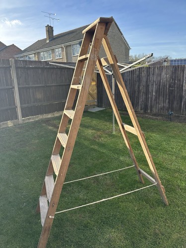 Old woodern step ladder - step,