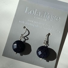 Lola Rose Faceted Blue Sandstone Disc Drop Sterling Silver Earring Hooks New 