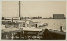 Glasson Dock Canal Basin Real Photo Edwardian Towards Warehouses