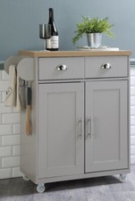 Sherbourne Kitchen Storage Trolley Cart Rolling Island Shelves Cupboard Cabinet