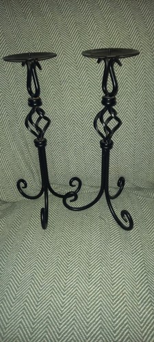 Pair black wrought iron - of,