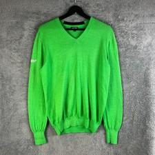 GALVIN GREEN Wool Knit V-Neck Sweater Jumper Mens Medium Green Golf Outdoor