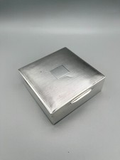 ART DECO STERLING SILVER CIGARETTE BOX, ALEXANDER CLARK CO, LONDON, 1929