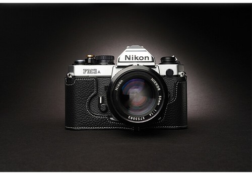 Leather half case for nikon - leather,