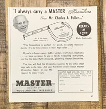 Vintage Print Ad Master Wood Steel Tape Rules White Plains New York 1948 # 0301