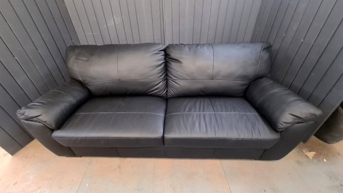 Seater leather sofa - leather, black