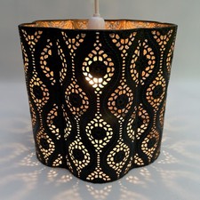 Black Gold Interior Moroccan Style Metal Cut Out Filigree Ceiling Light Shade