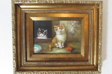 Beautiful R.MARIO Oil On Board 'Kittens' - 31cm x 26cm - Framed - ref865