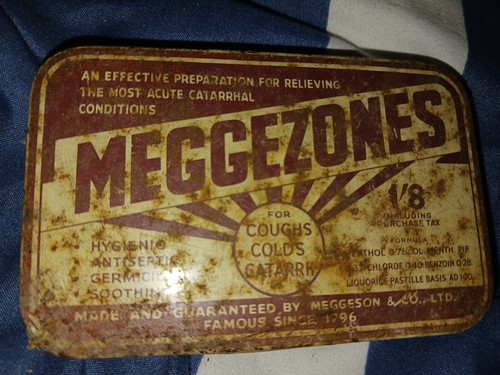 Vintage meggezones tin - vintage,
