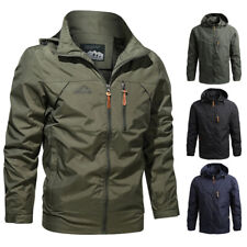 Mens Waterproof Windbreaker Rain Jacket Hooded Soft Shell Outdoor Grey Coat