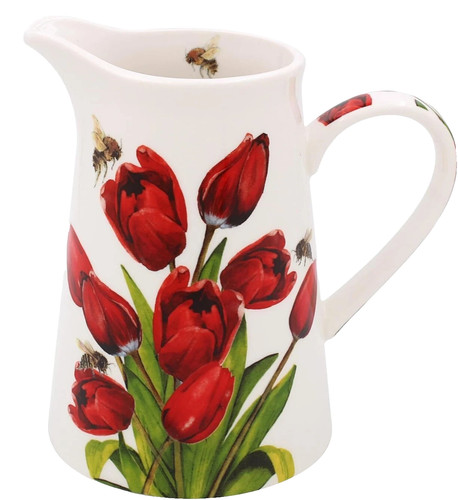 Bright red tulips bees - bright,