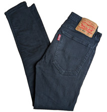 Levis Lot 519 Hi-Ball Mens Jeans Black Denim Slim Stretch Big Logo - W30 L28