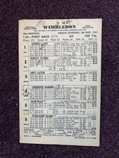 Greyhound racing racecard /