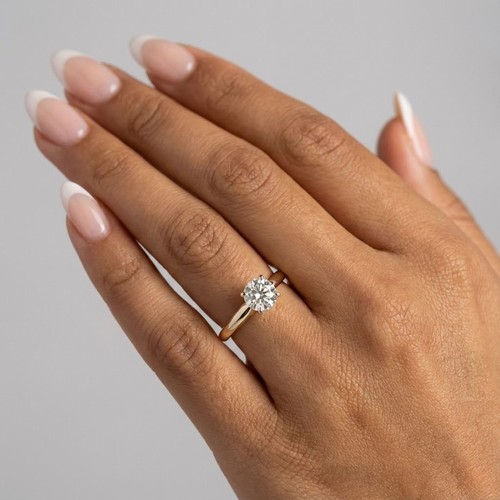 18k gold solitaire engagement - gold,